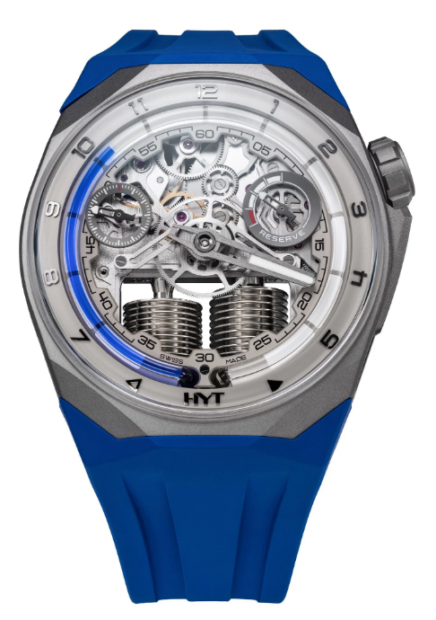 Review Replica HYT S1 Beadblasted Titanium Blue H03519-A watch